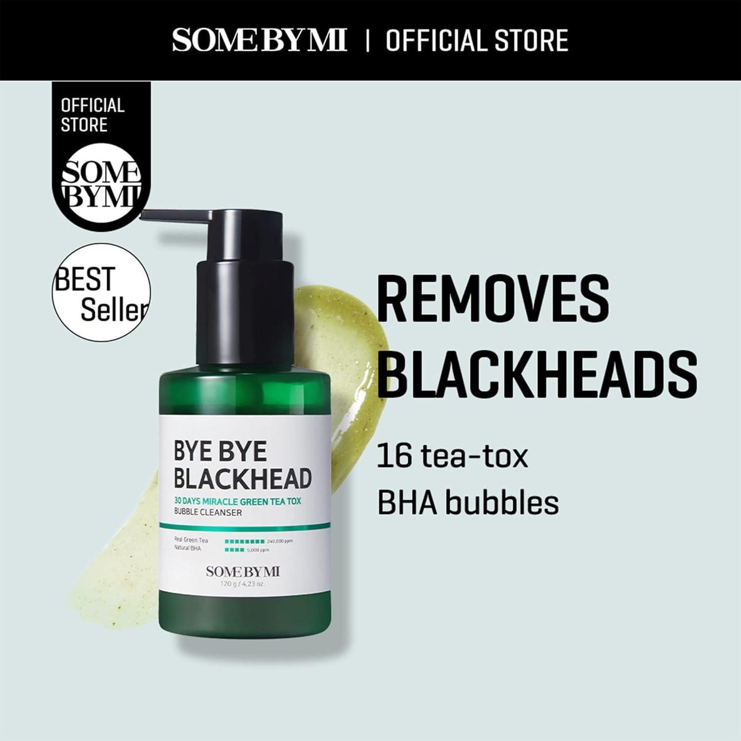 [Some By Mi] Bye Bye Blackhead 30 Days Miracle Green Tea Tox Bubble Cleanser 120g