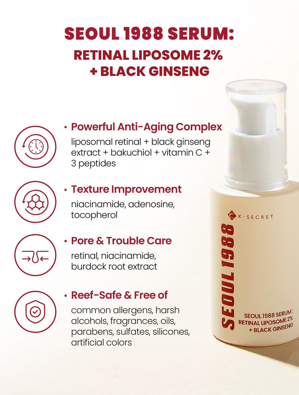 [K-Secret] Seoul 1988 Serum: Retinal Liposome 2% + Black Ginseng 30ml