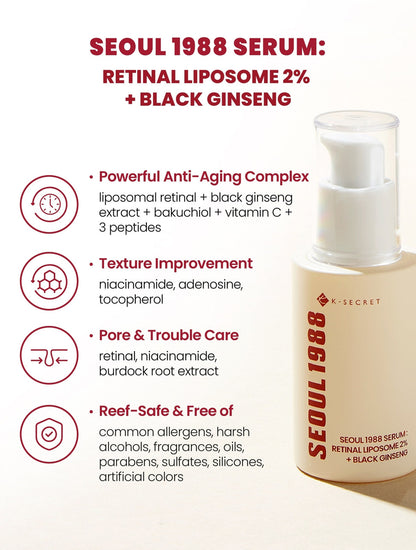 [K-Secret] Seoul 1988 Serum: Retinal Liposome 2% + Black Ginseng 30ml
