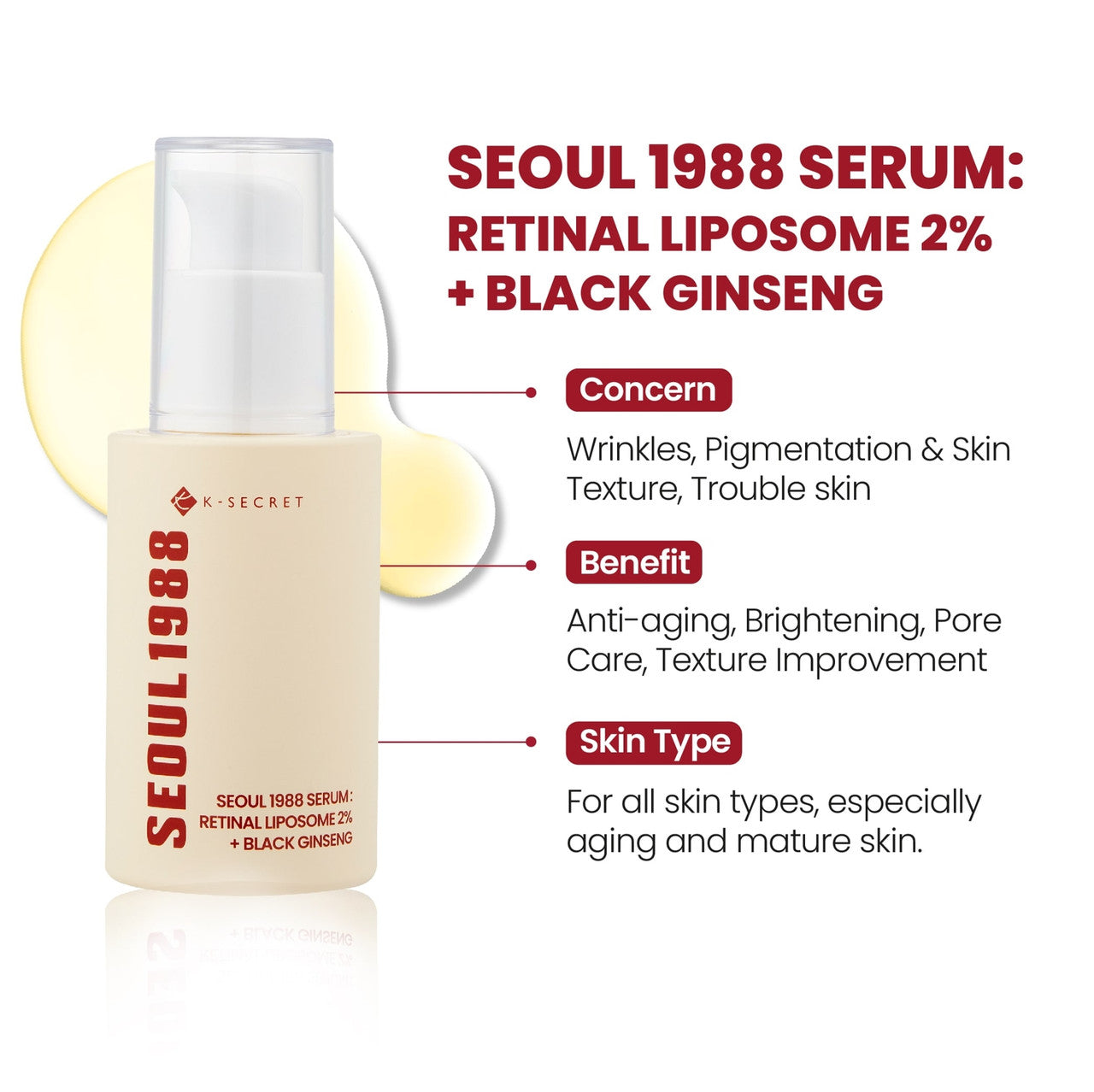 [K-Secret] Seoul 1988 Serum: Retinal Liposome 2% + Black Ginseng 30ml