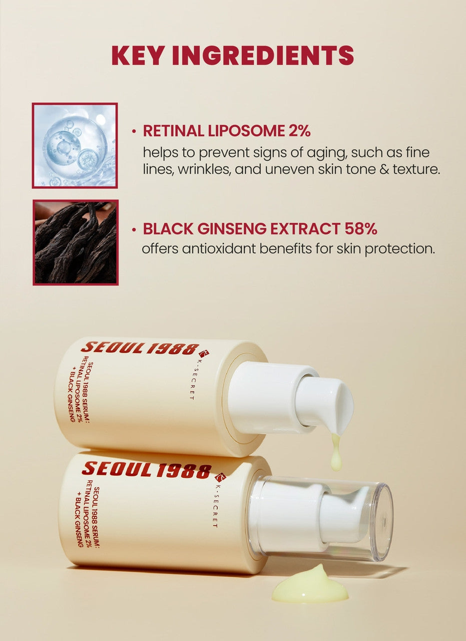 [K-Secret] Seoul 1988 Serum: Retinal Liposome 2% + Black Ginseng 30ml
