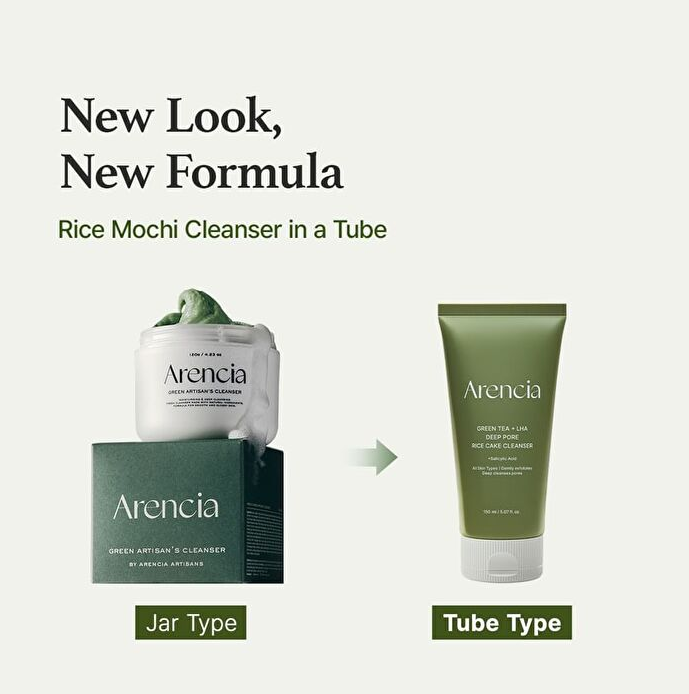 [Arencia] Green Tea + LHA Deep Pore Rice Cake Cleanser 150ml