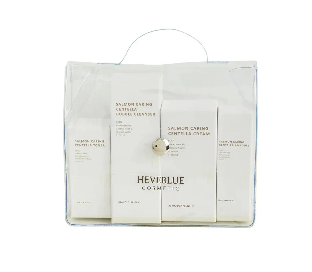 [Heveblue] Salmon Caring Centella Special Travel Kit Bag (4 Items)